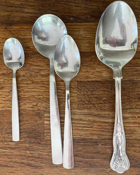 Common measurements in recipes - spoon/cup sizes